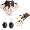 Steampunk Gothic Necklace Vintage Tassel Punk Retro Necklace Black Lace Choker Halloween Party
