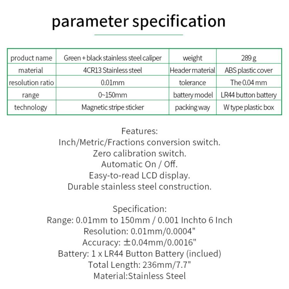 150mm Vernier Caliper LCD Display Digital Caliper Portable Slide Caliper  Measuring Tool