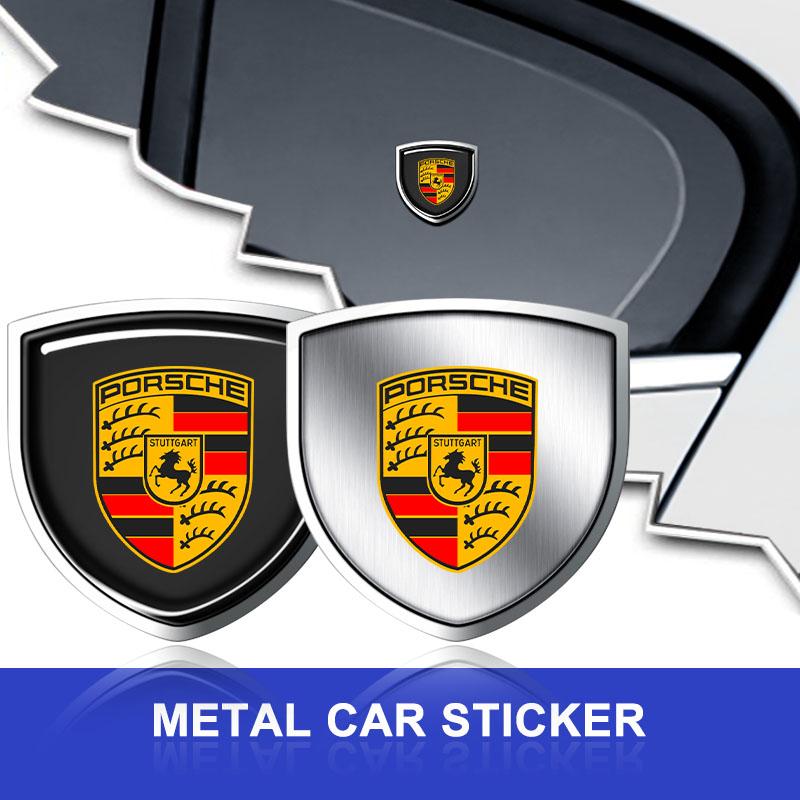 1 stk 3D Metall Auto Dørskjold Emblem Bil Karosserimerke Klistremerke For Porsche Boxster Cayenne Panamera Macan Cayman 911 918 996 917 991