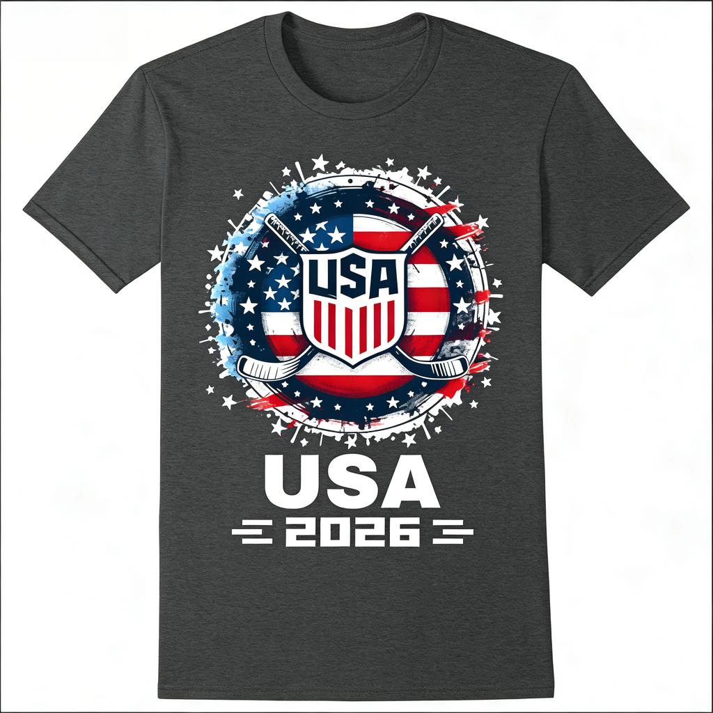 USA Ice Hockey Team 2026 Hockey 2026 USA Team 2026 TShirt Men and women Fashion Casual pure cotton Shortsleeved top Y2K ins