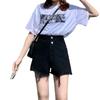 Hose Klassische und minimalistische Mode Vielseitige Damen Sommer High-Waist Dünn Zerrissenes Loch A-Linie Locker Weitbeinige Denim-Shorts Individualität