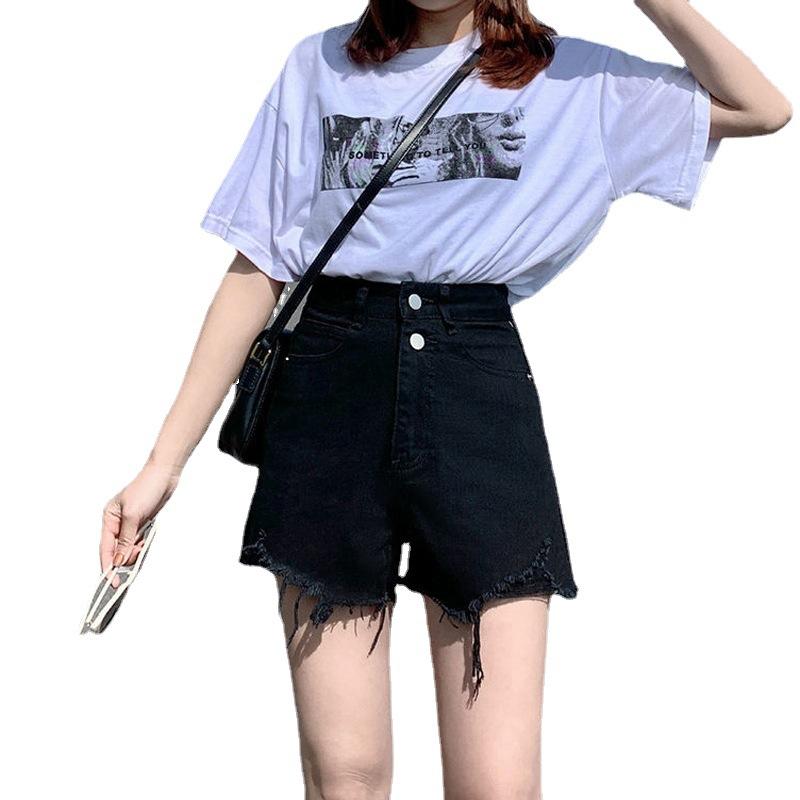 Pants Classic and Minimalist Fashion Versatile Women's Summer High-waisted Thin Broken Holes A Word Loose Wide-legged Denim Shorts Individuality