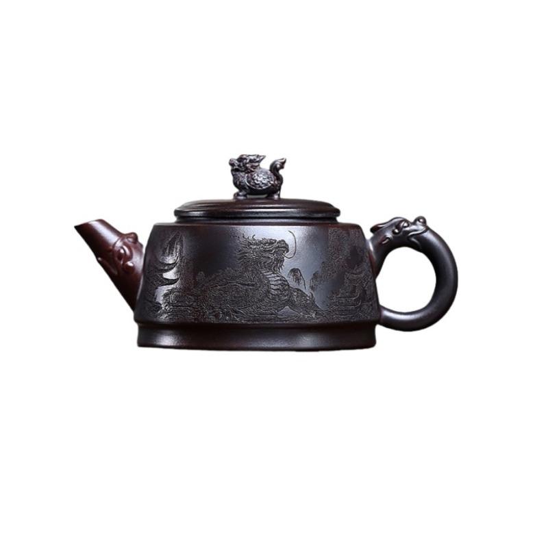 Yixing Handmade Purple Clay Teapot Hand-carved Dragon Pattern Tea Pot Beauty Tea Infuser Kettle Chinese Zisha Teaware