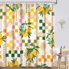 Lemon Shower Curtain, Yellow and Green Fruits Shower Curtain for Bathroom Waterproof Fabric Summer Shower Curtain Set with Hooks, 72x72 Inch