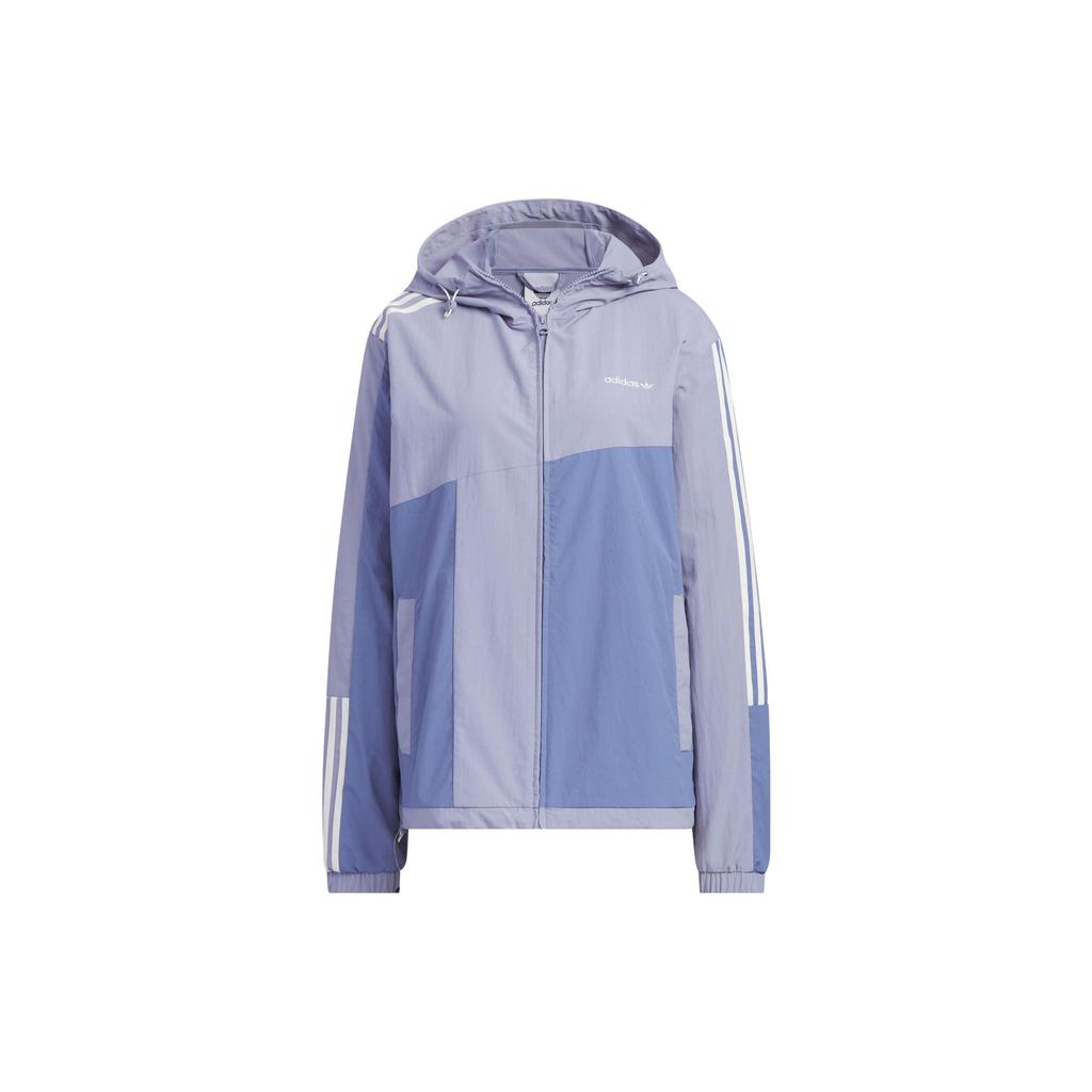 Adidas Originals Classic 3-Stripes Color Block Zip Jacket Unisex Casual Loose Fit Grey Purple IU4820
