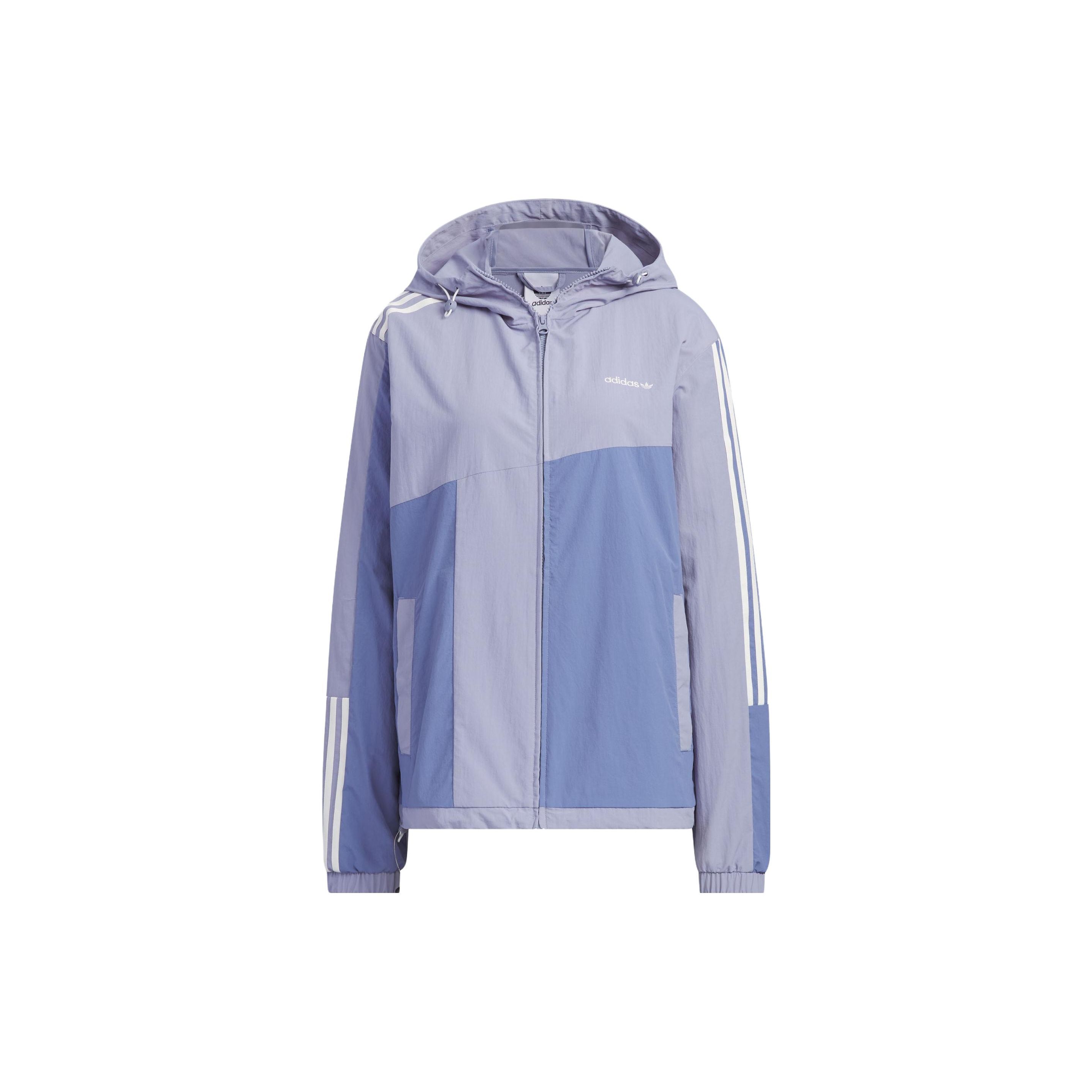 Adidas Originals Classic 3-Stripes Color Block Zip Jacket Unisex Casual Loose Fit Grey Purple IU4820 M