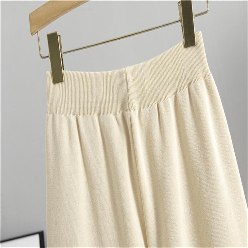 Autumn And Winter Knitted Wide Leg Pants Two Piece Suit Short Style Small Fragrance Fashionable Casual Suit For Women