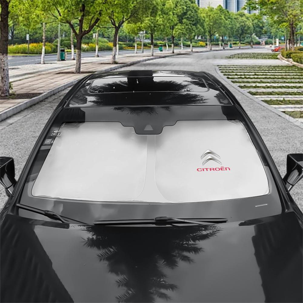 Για λογότυπο Citroen Κάλυμμα Ηλιοπροστασίας Παρμπρίζ Αυτοκινήτου Πτυσσόμενο Παχύ Κάλυμμα Μπροστινού Παραθύρου Αντανακλαστικό UV Κουρτίνα Ηλιοπροστασίας Κάλυμμα Προστασίας από τον Ήλιο