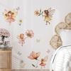4Pcs Wall Decals, Flower Fairy Print Wall Stickers, Self-Adhesive Removable No Residue Waterproof Wall Decals for Home Bedroom Living Room Kids Room