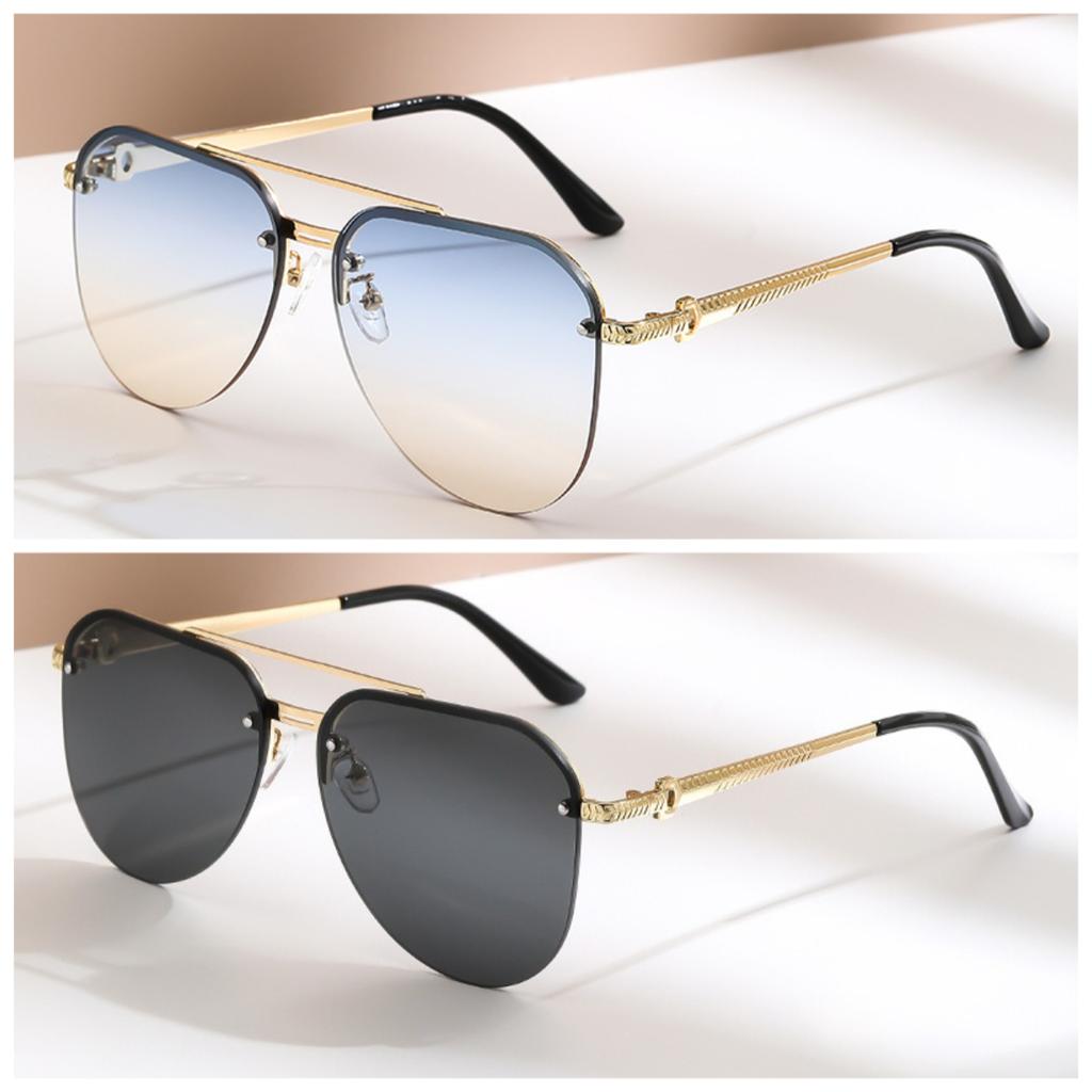 1/2PCS Retro Metal Sunglasses Half Frame Double Beam Vintage Fashion Sunglasses for Women Men