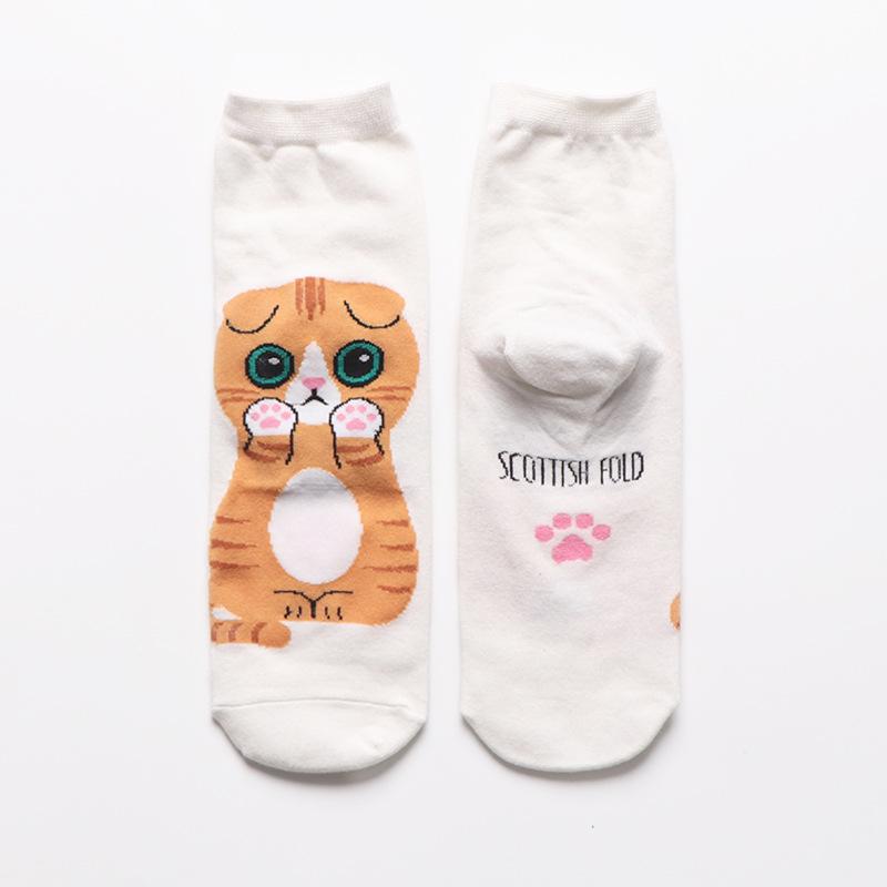Korea Cartoon Cute Cat Socks Women Cotton Casual Skateboard Style Socks Spring Summer Gift