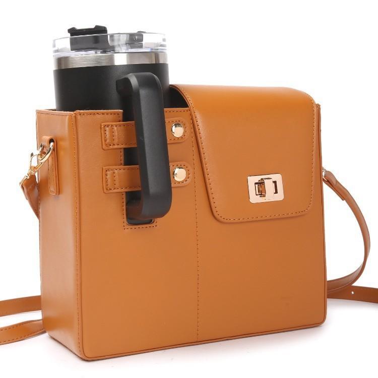 Přeshraniční nejprodávanější venkovní přenosná taška na láhev na pití, univerzální velká velikost termo hrnek růžová jedno rameno crossbody c