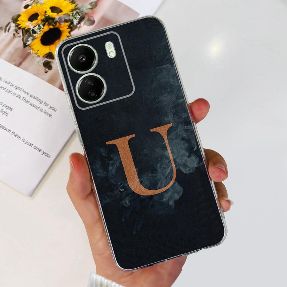 For Xiaomi Redmi 13C Case Redmi 13C 2023 Fashion Initial Letter Soft Silicone TPU Phone Cover For Redmi13C 13 C 4G
