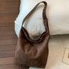 Vintage Suede Texture Simple Crossbody Tote Bag Women New Korean Style Versatile Shoulder Bag High Quality Commuter Storage Bag