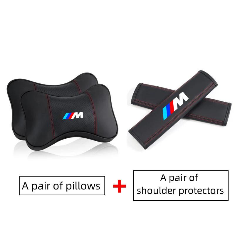 IQJD2 Car Neck Headrest Pillow Seat Belt Protector Pad For BMW Performance M Power E90 E91 E92 X3 X5 X6 M3 M5 E46 E39 F30 E60 F10 G30