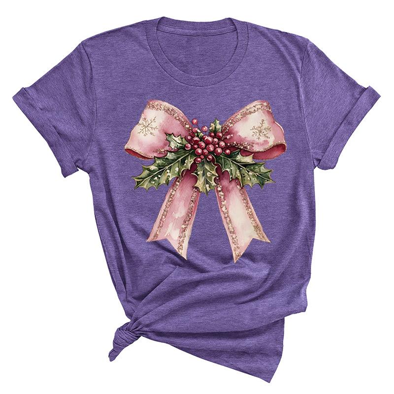 Christmas Printed Fashionable Women's T-shirt Christmas Trend Pure Cotton Casual Sportswear T-Shirts Women’s