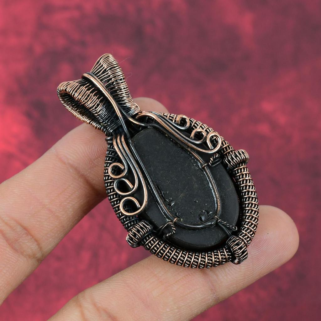 Abalone Shell Pendant Copper Wire Wrapped Pendant African Amethyst Pendant Handmade Copper Jewelry Genuine Gemstone Pendant Engagement Gifts