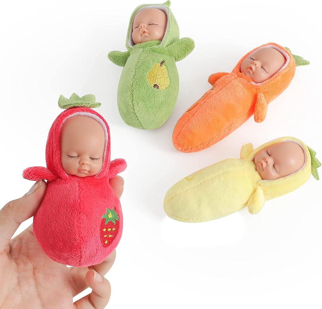 eDollable 10 Cm Small Dolls Playset Includes 6 Soft Mini Dolls and a Storage Bag, Realistic Looking Small Baby Dolls Set for Toddlers