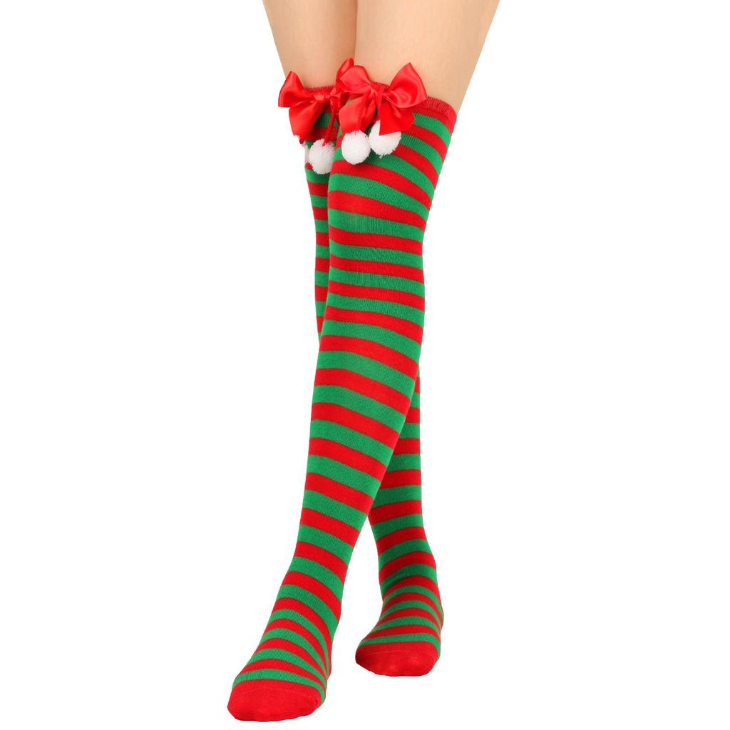 Weihnachten Overknee-Oberschenkelstrümpfe, kniehoch, warmer Strumpf, Damen-Stiefelsocke, Beinwärmer, hohe Socken für den täglichen Gebrauch, Weihnachten, Party, Cosplay