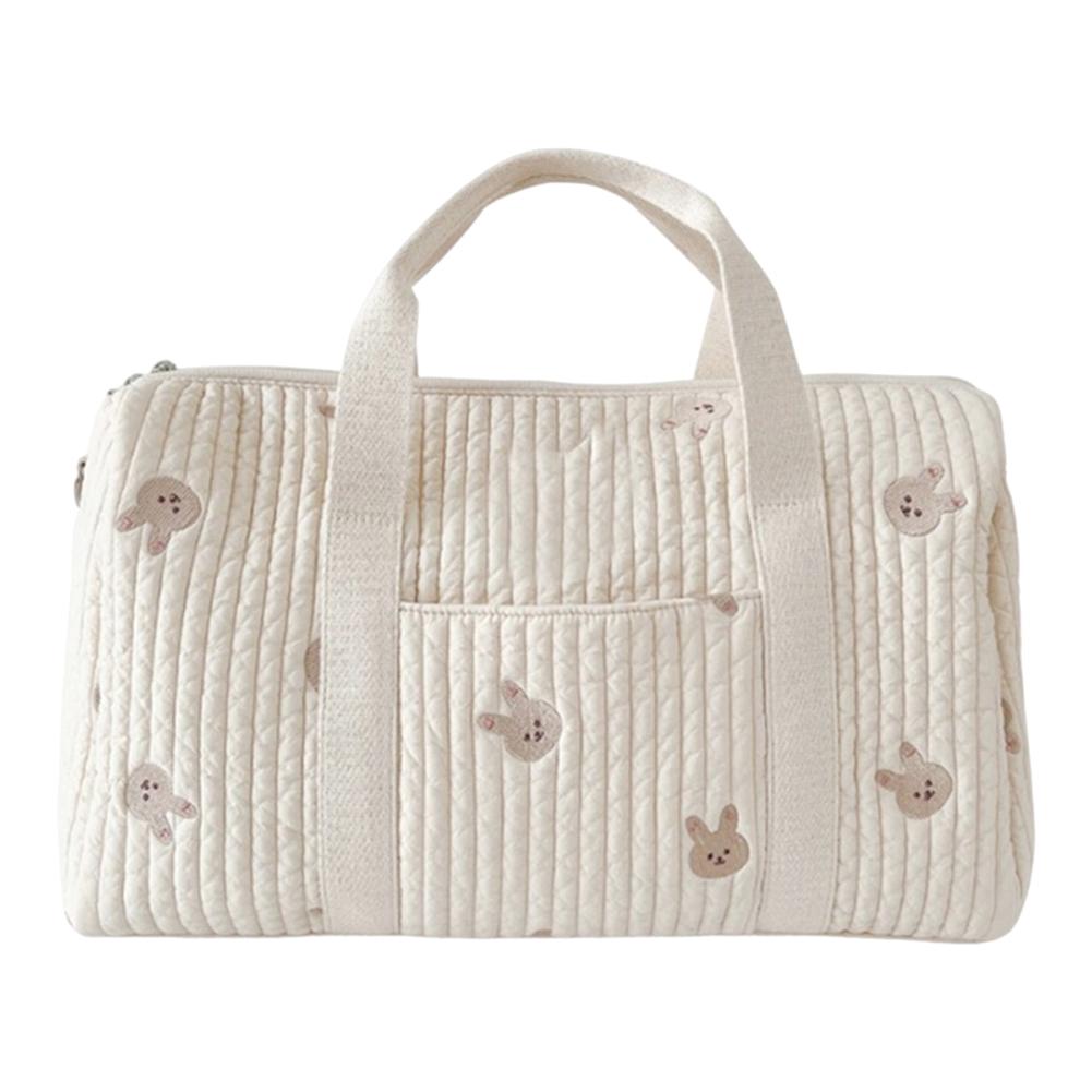 Baby Diaper Bag Embroidered Nappy Organizer Messenger Bag Cute Cartoon Shoulder Bag with Zipper Luggage Tote Bag for Travel
