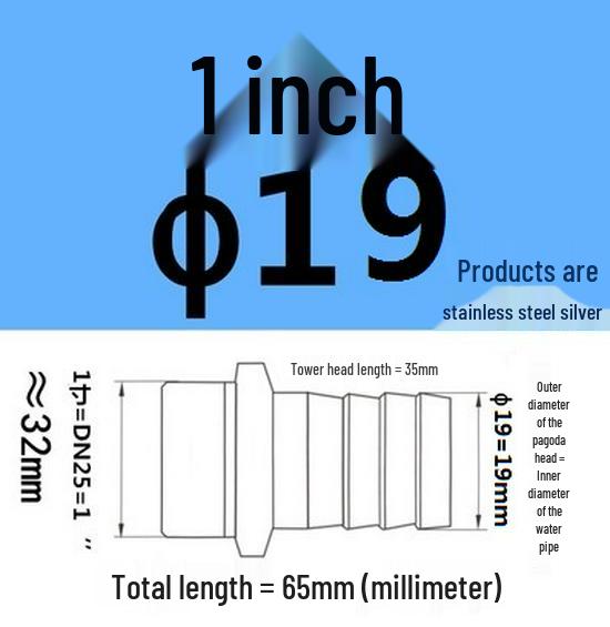 304 Stainless Steel Hex Threaded Water Hose Barb Connector