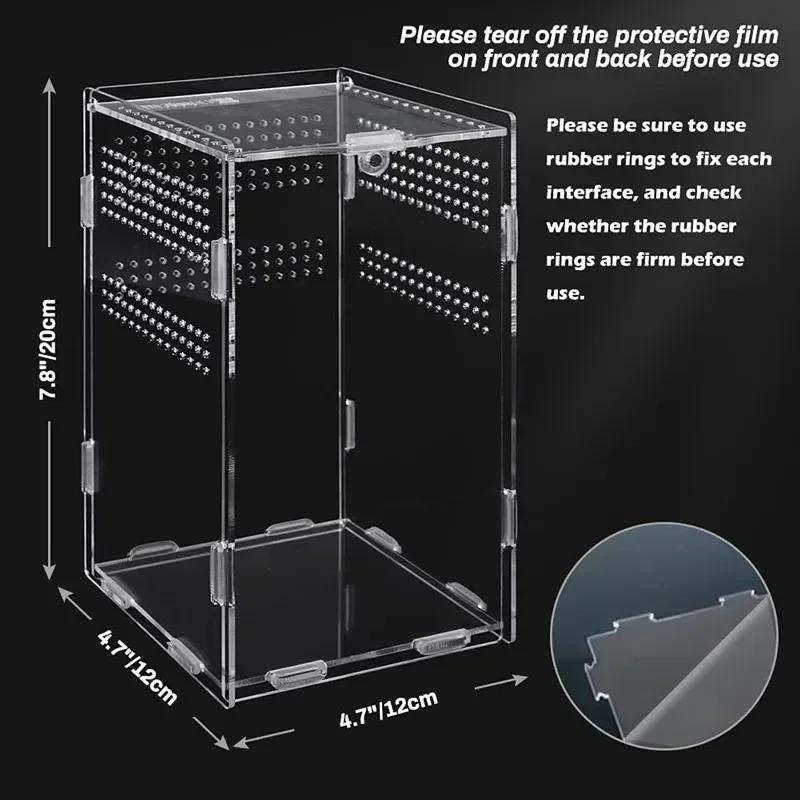 Acryl Reptilien Zuchtbox Transparentes Terrarium Habitat Insekt Spinne Eidechse Skorpion Futterkäfig Baumbewohnendes Gehege