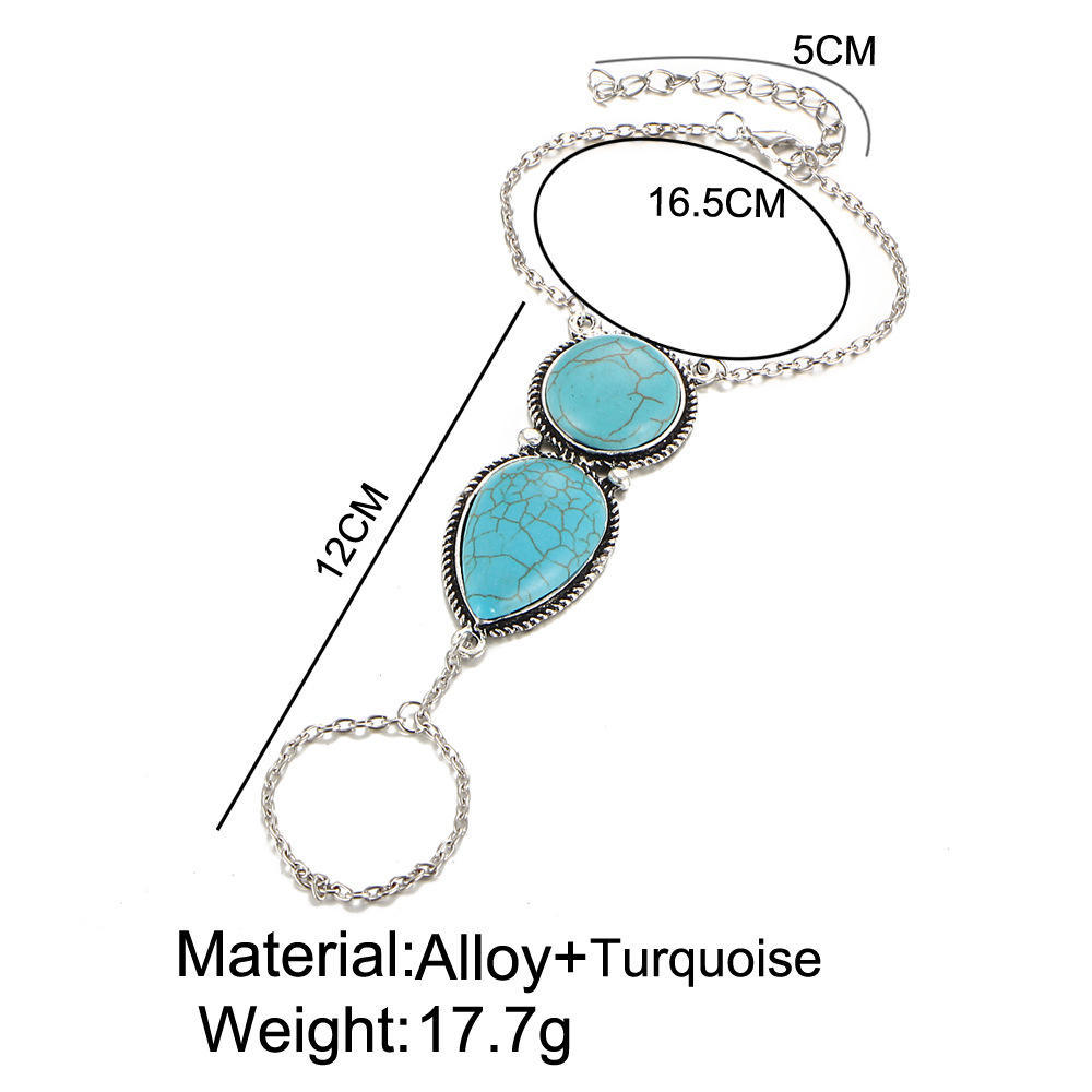 High quality retro beach foreign trade finger bracelet bohemian style hand jewelry ethnic Europe and America turquoise