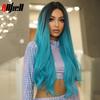 Dlouhá vlnitá Cosplay paruka Body Wave Modrá Ombre Syntetické paruky Přírodní vlasy Tmavý kořen pro ženu Vánoční večírek Použití Odolné vůči teplu