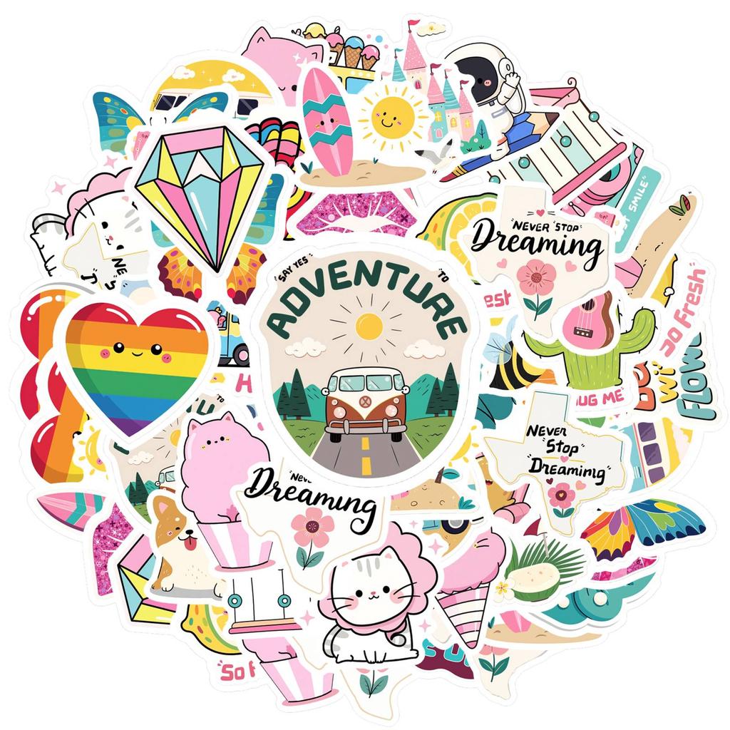 35pcs-50pcs Cartoon Positive Messages Stickers Whimsical Cuteness Overload  Stickers  Stickers For DIY Phone