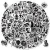 100 Gothic Punk Graffiti Stickers for Laptops & Suitcases - Black & White