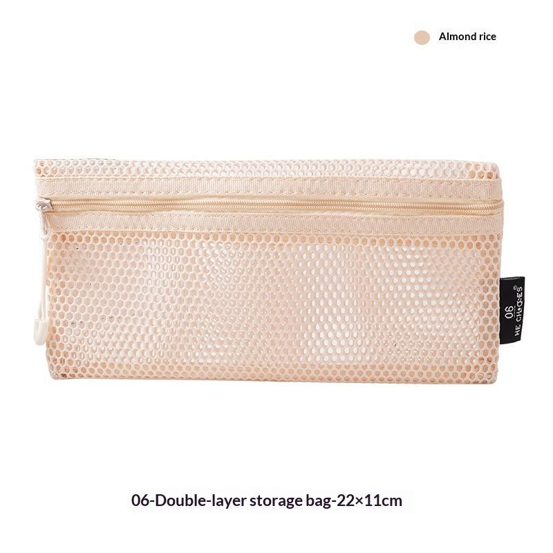 Breathable Mesh Zipper Storage Pouch Visible Large Capacity For Stationery Cosmetics Cables Travel
