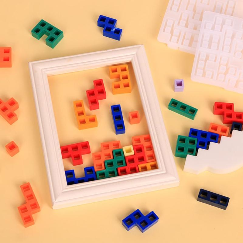 Resin Molds Mini Cube Silicone Square Epoxy Crystal DIY Stackable Puzzle Interlocking Blocks Casting Jewelry Kit for Kid