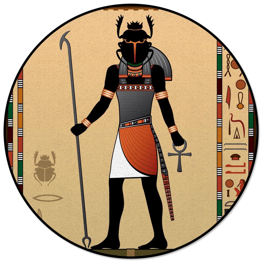 Living Room Bedroom Floor Mats Kids Room Area Rug Egyptian Character Desert Wall Vintage Print Round Rug