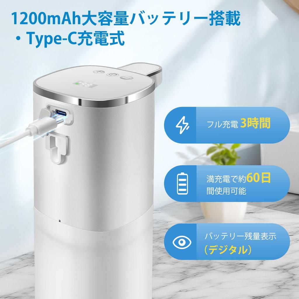 Cheftick Automatic Foaming Soap Dispenser with Digital Display, Memory Function, and Physical Buttons to Prevent Accidental Operation. Large 400ml Cap