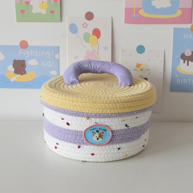 Style Cotton Storage Basket With Openwork Design For Living Room Office Organization