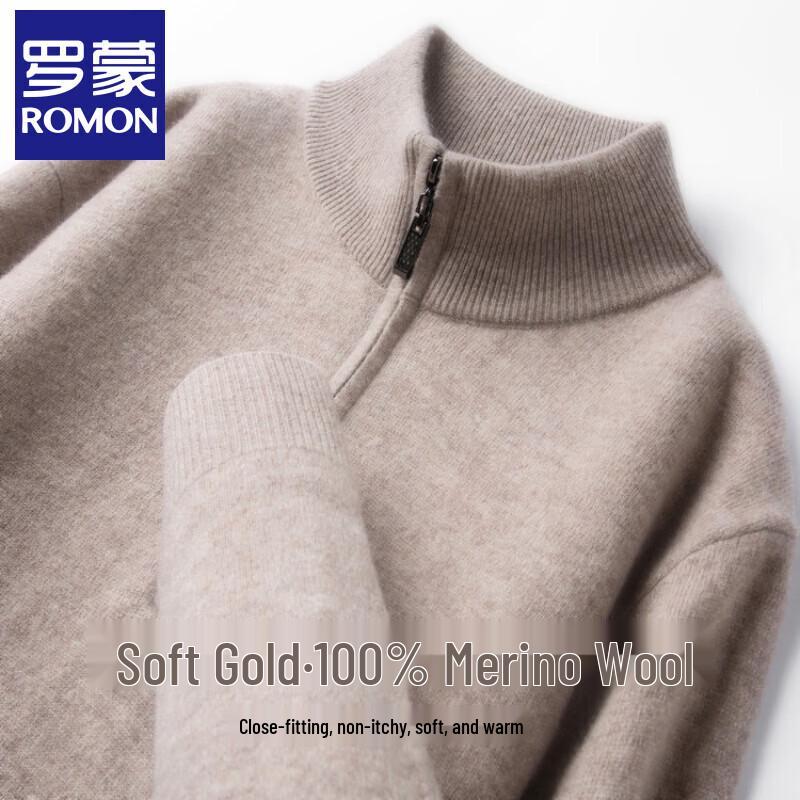 

Romon Men s 100% Pure Wool Semi-High Collar Knit Sweater XL