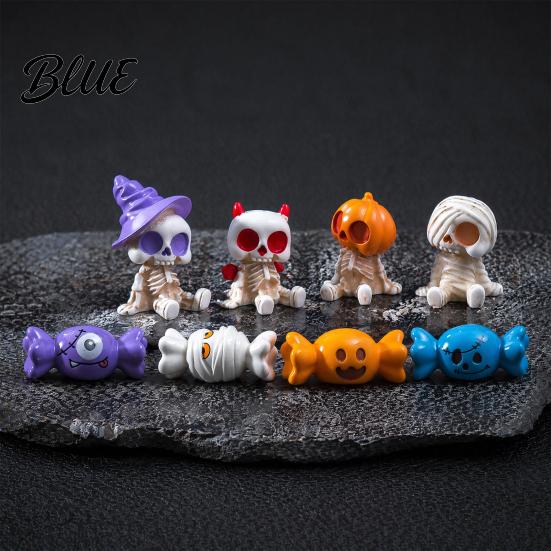 Small Ghost Skeleton Ornaments 8 Pcs Halloween Mini Resin Figurines Tiny Spooky Zombie Candy Themed Statue for Crafts Party Favors Fairy