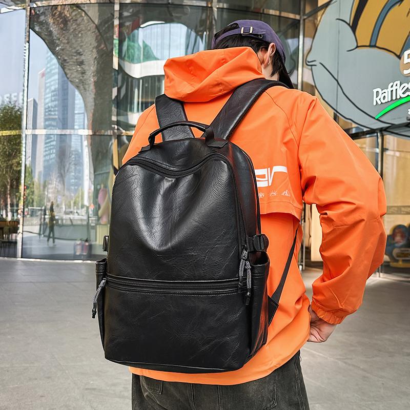 Retro Měkká Kůže Studentský Školní Batoh Campus Pánský Batoh Velká Kapacita Cestovní Batoh