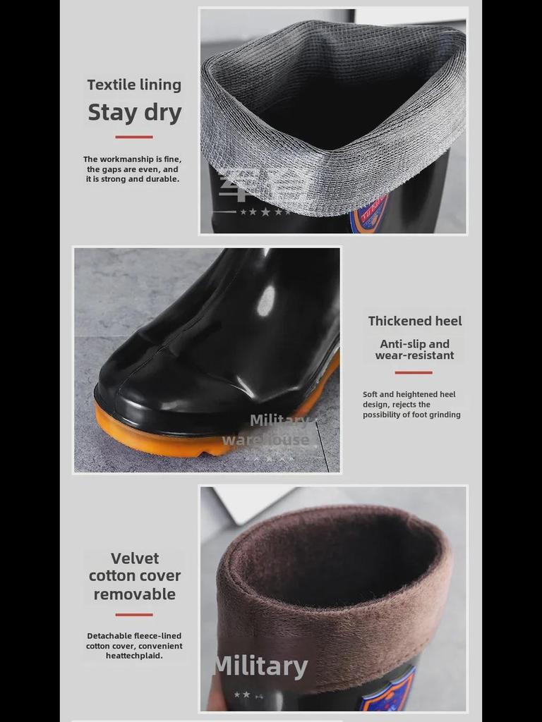 Men's Durable PVC Anti-Slip High-Top Rain Boots for Mining and Labor Protection