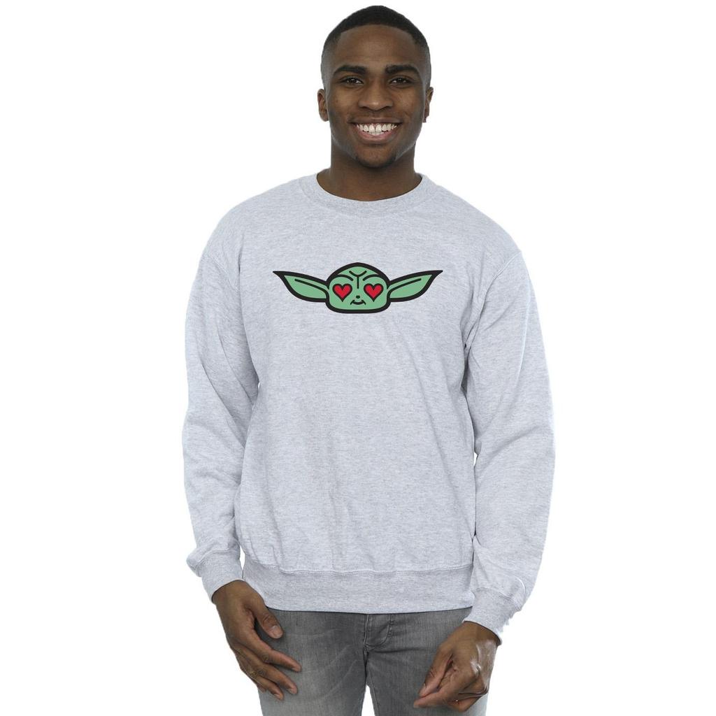STAR WARS Mens The Mandalorian Grogu Heart Eyes Sweatshirt