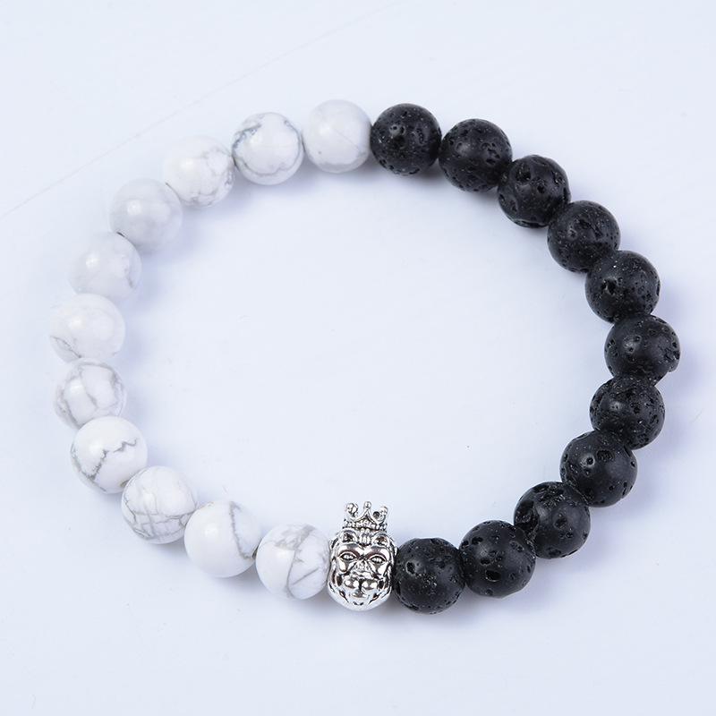 White Turquoise Monkey Head Beaded Bracelet - Unique Handmade Jewelry