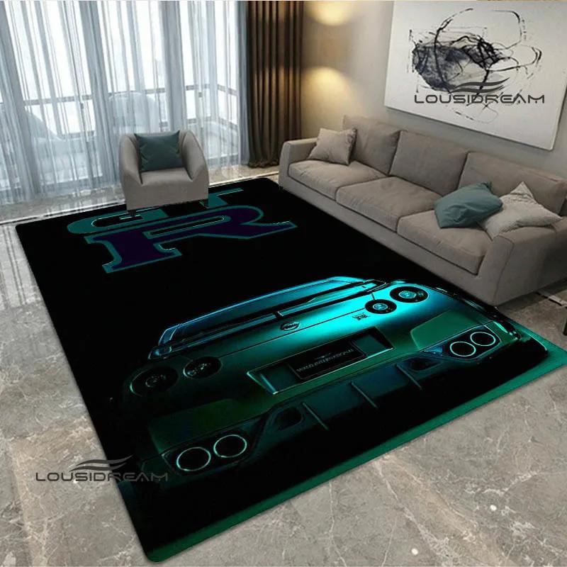 JDMs GTR Flag Car Pattern Carpet Decoration Room Home Outdoor Decor Racing Rug Non Slip Washable Game Style Floor Mat