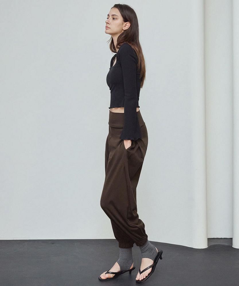 Debiweeo Joy Pintuck Harem Pants Devi-B0090-Brown