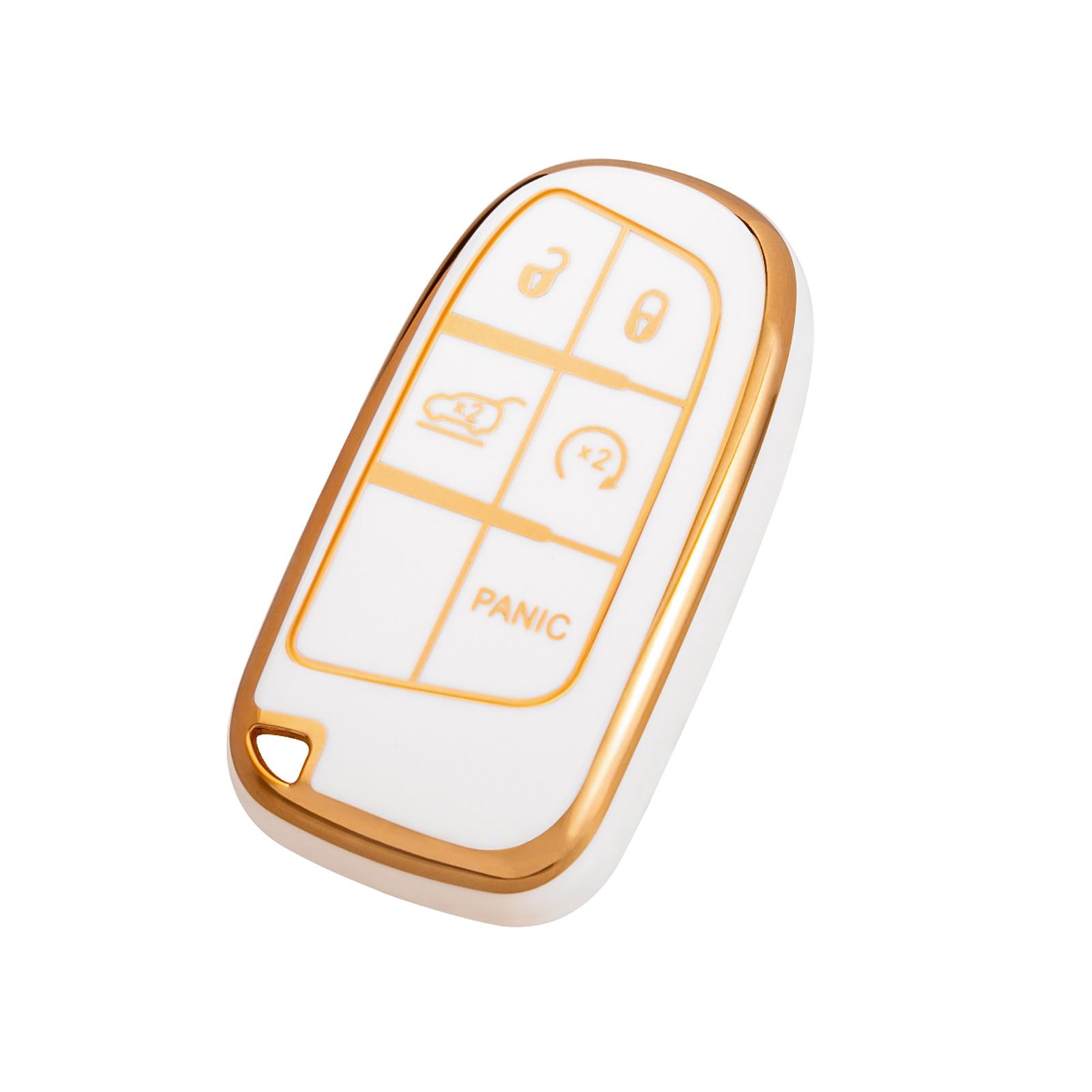 

Car Remote Key Case Cover for Jeep Grand Cherokee Renegade Chrysler 300 Dodge RAM Challenger Journey Car Accessaries Keychain біле золото кольору