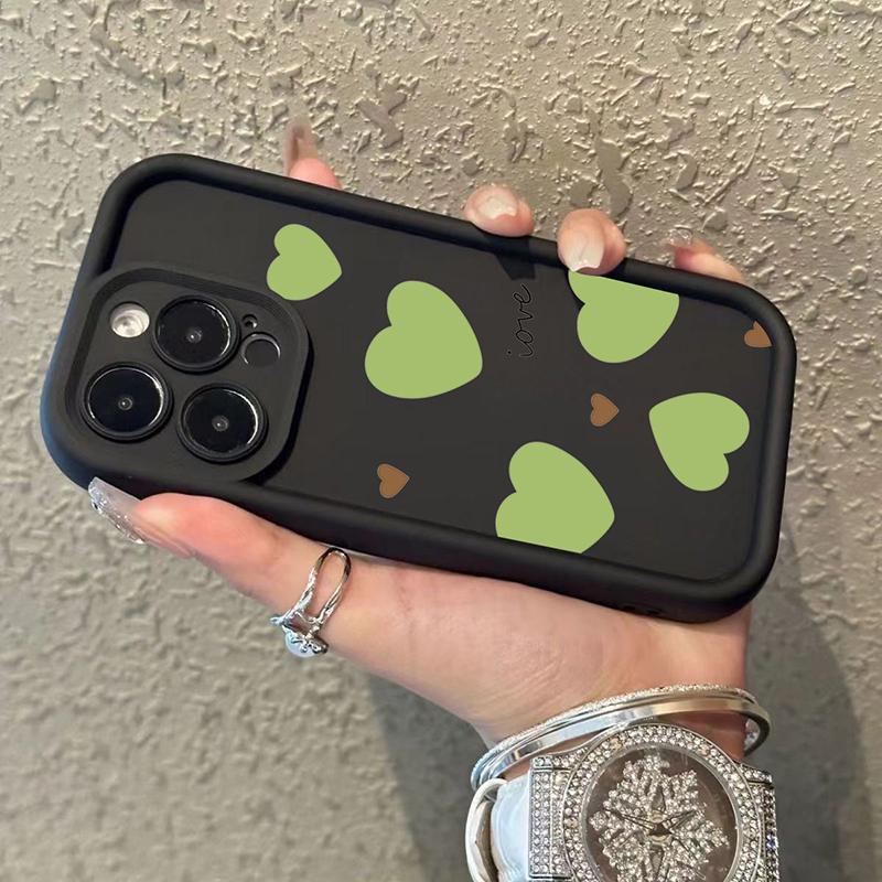 Small blue heart design Phone case iPhone 15 Pro Max 11 12 13 16 14 Plus Silicone Shockproof Case Lens protector shell
