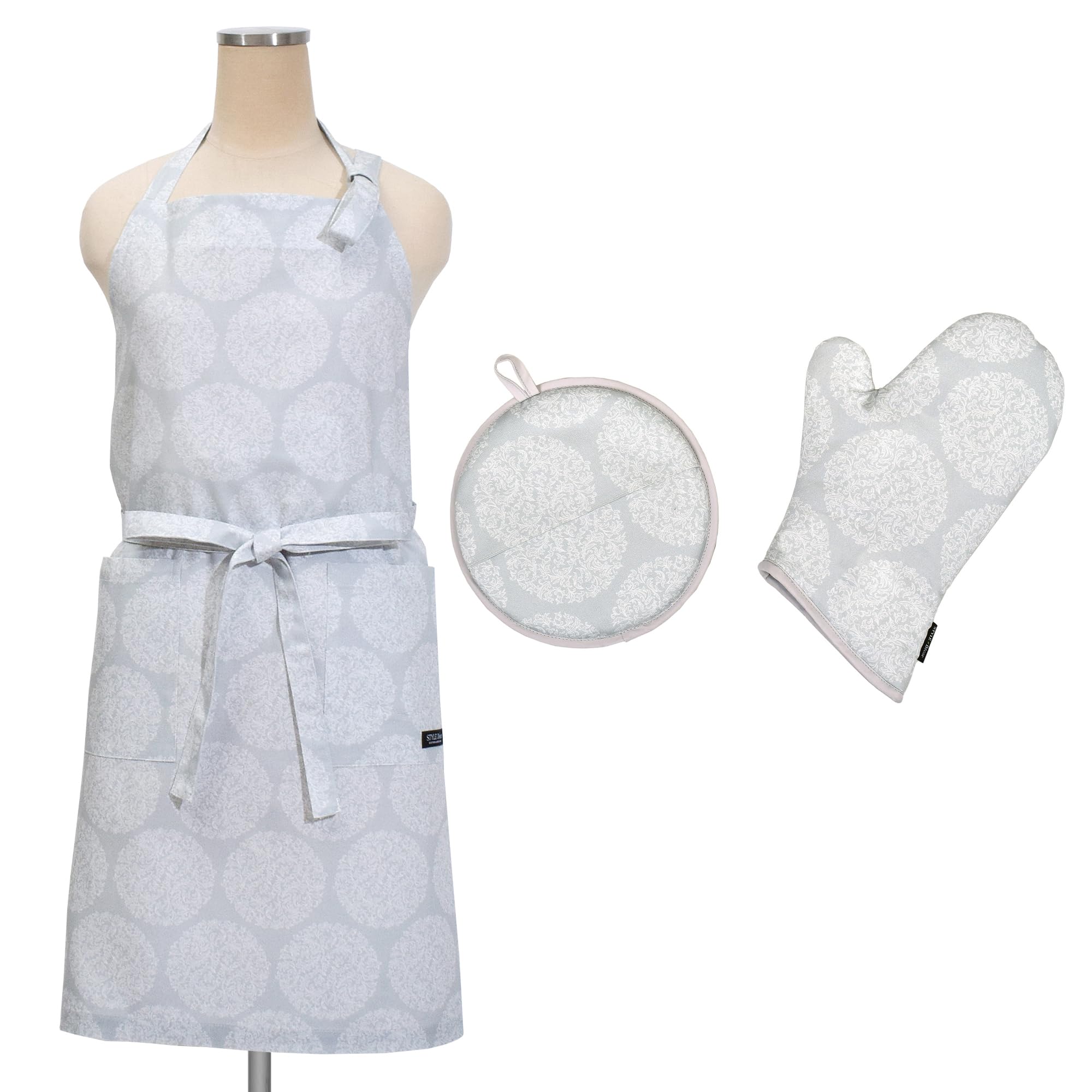 

STYLE Decor set Mitten pot set Apron Kitchen Cooking Fleur Gift Celebration Stylish Cute STYLE Decor W8701300 2-piece