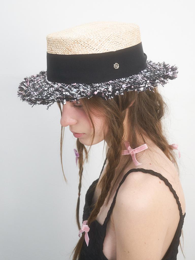 Beulaunhaes Tweed Boater Hat - Black