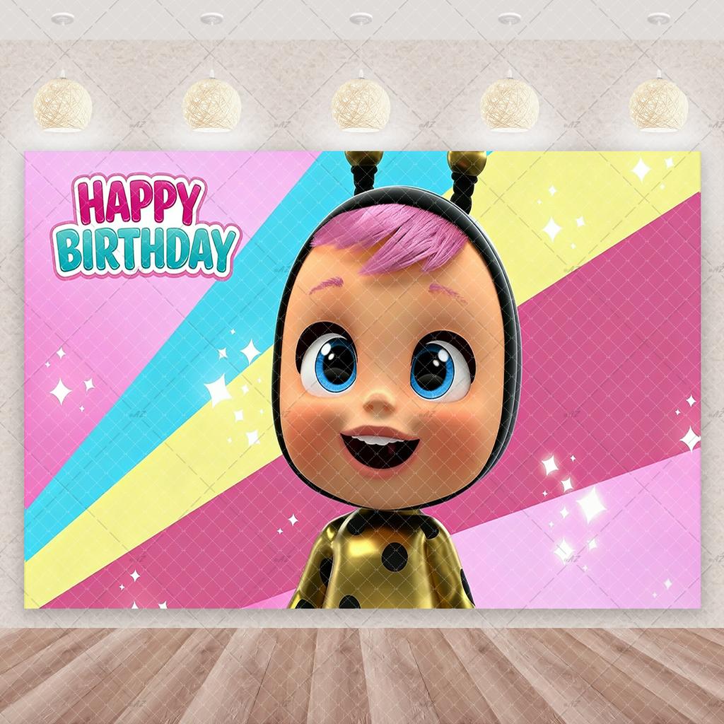 Cartoon Cute Cry Babiesed Birthday Party Decorations Lovely Blind Box Doll Backdrop Baby Shower Supplies Child Room Wall Hanging
