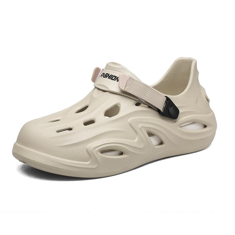 Sandale de plajă Senzație de călcat pe rahat Îmbrăcăminte de cuplu Papuci anti-alunecare Geantă sport și Culoare solidă Pantofi cu găuri pentru bărbați