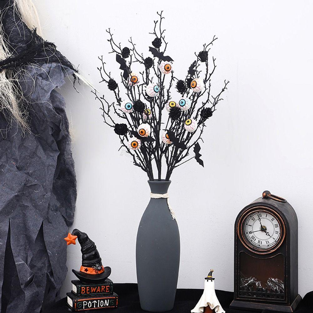 DIY Halloween Decorations Black Floral Stems Branches Scary Maple Pumpkin Flower Party Supplies